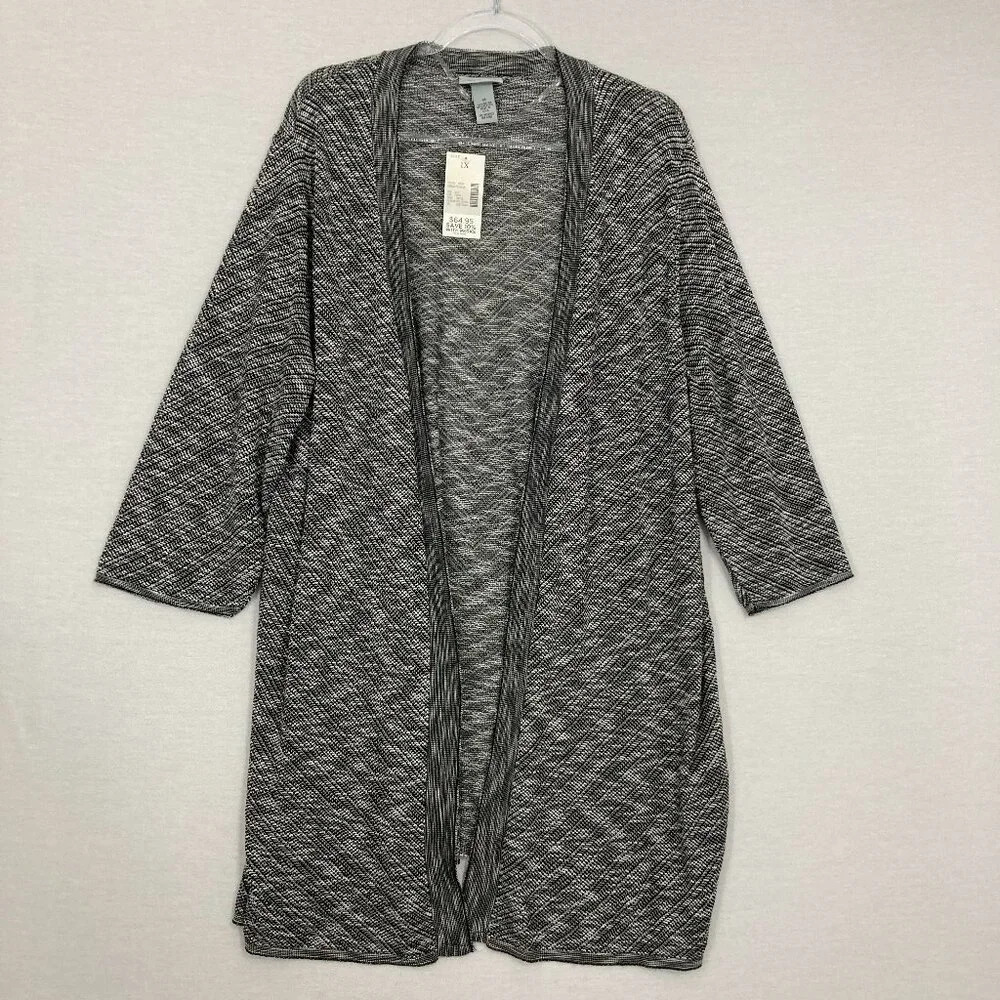 New Catherines Gray Light Weight Knit Open Front Long Cardigan size 1X